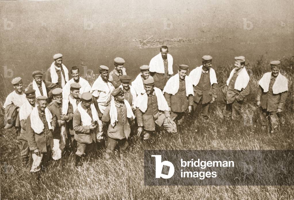 Bathing parade, Dorchester, illustration from 'German Prisoners in Great Britain' (photogravure)