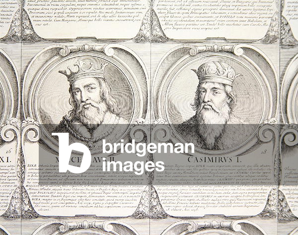 Mieszko II and Casimir I, the Restorer, no. 17 and 18 from 'Series Chronologica Ducum et Regum Polonorum' (engraving)