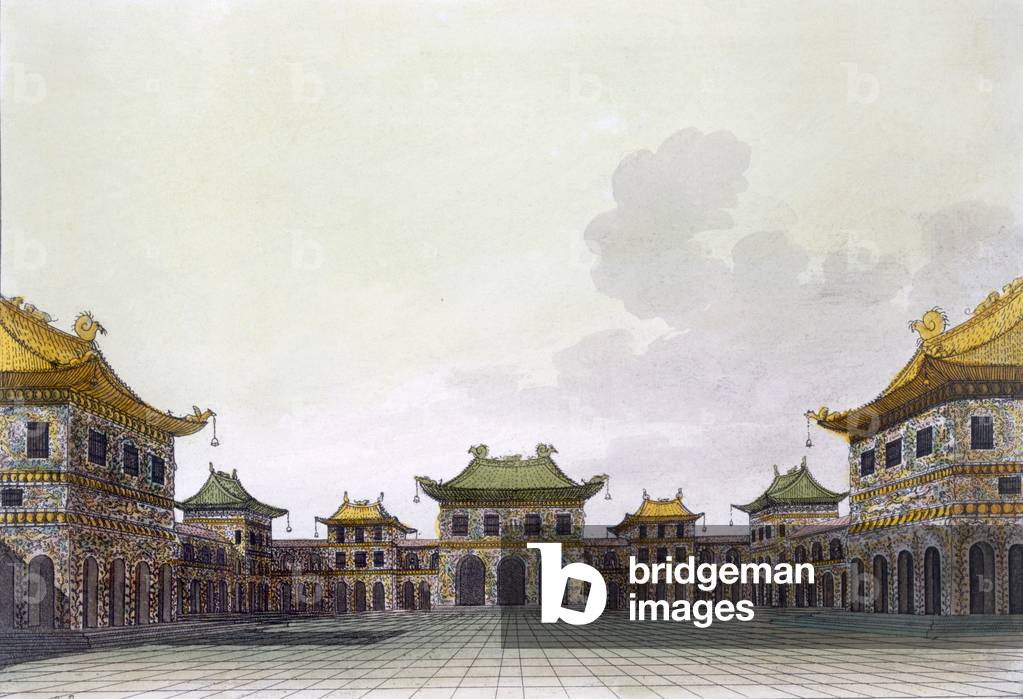 Home of a rich individual in Peking, c.1820s-30s (coloured engraving)