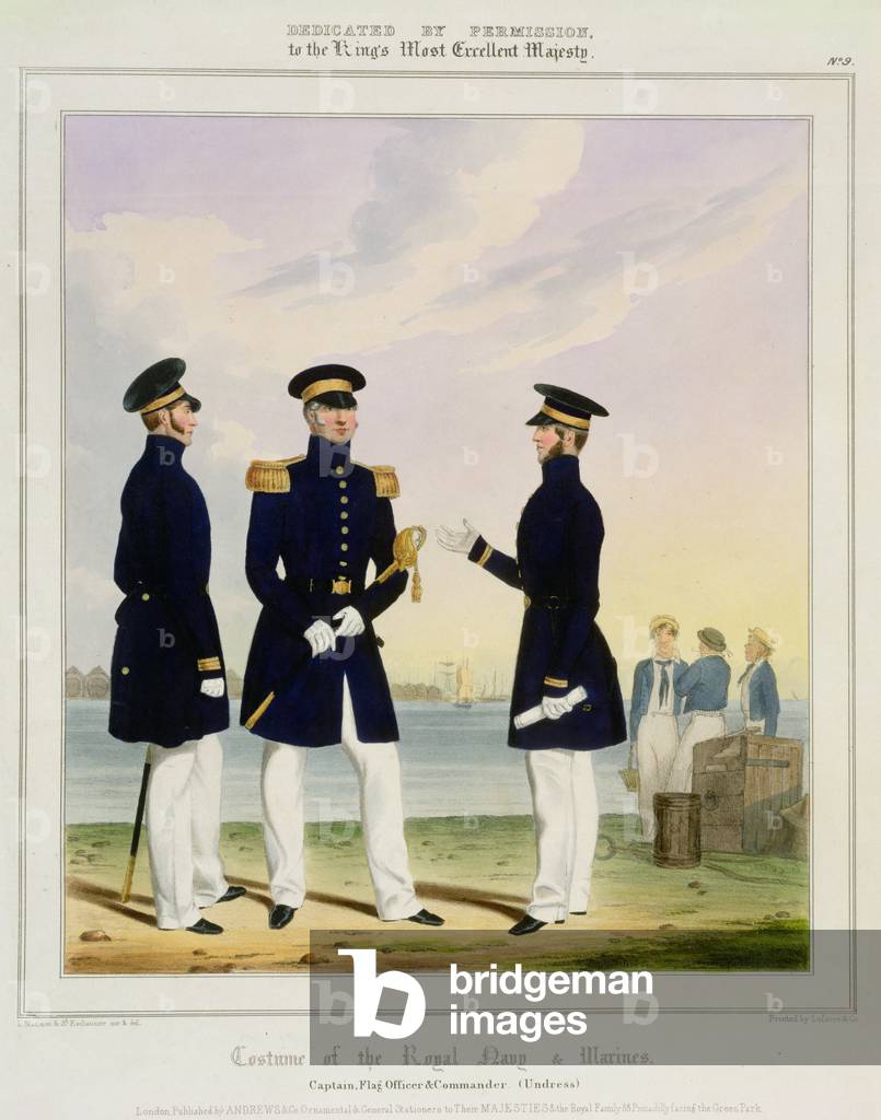 Capitano, ufficiale di bandiera e comandante (spogliato) tavola 9 tratta da «Costume della Royal Navy and Mari