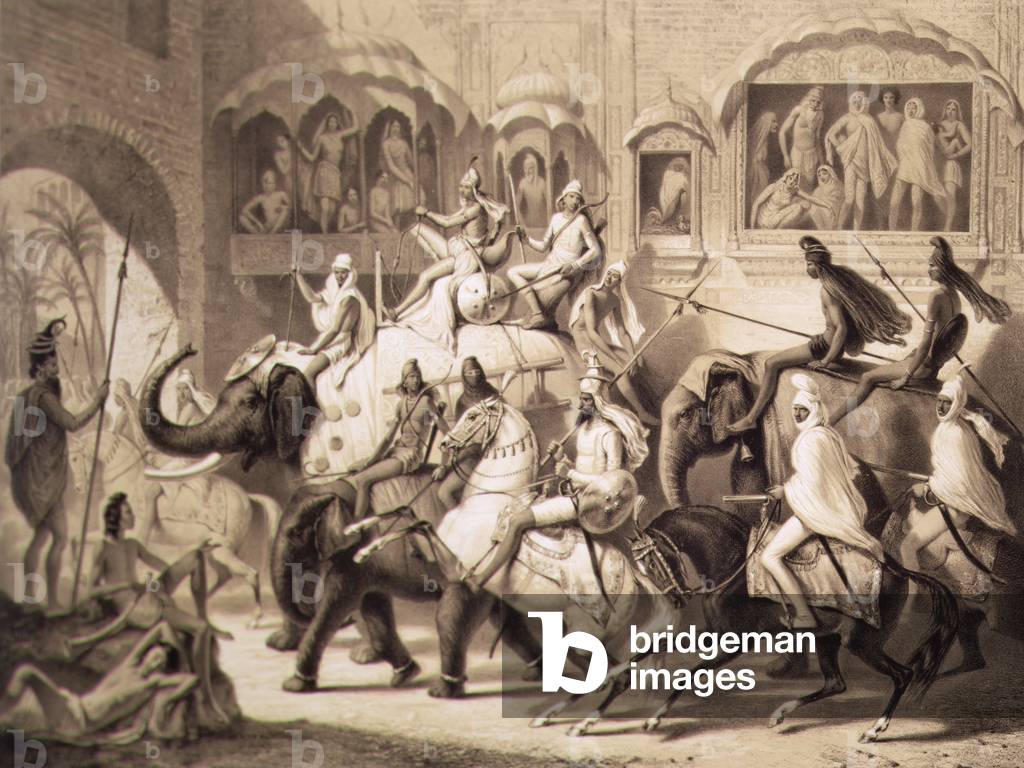 A Street in Lahore, from 'Voyage in India', engraved by Louis Henri de Rudder (1807-81) 1842 (tinted litho)