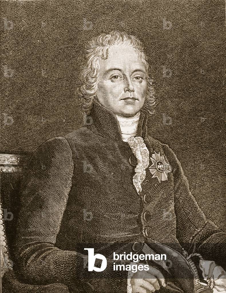 Talleyrand, 1806, illustration from 'Cassell's Illustrated History of England' (engraving) (sepia photo)