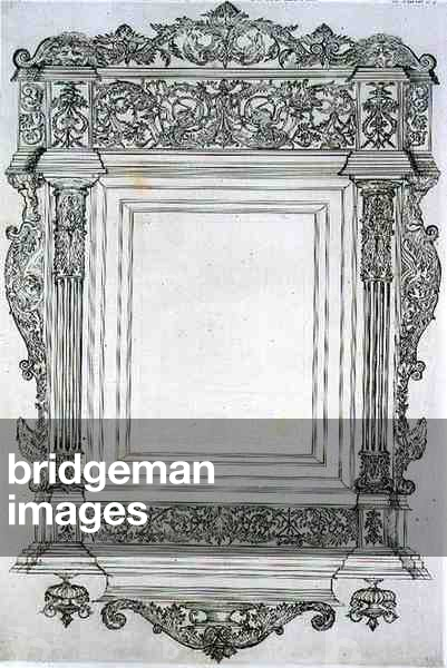 Carved wooden mirror frame, from 'Art and Industry', published by Delatre, Paris, 1857 (engraving)
