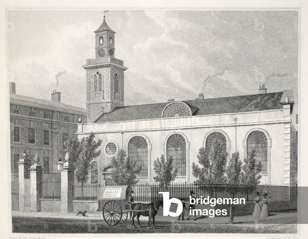 Church of St Mary, Aldermanbury, from 'London and it's Environs in the Nineteenth Century' pub. Jones & Co., 1827-1829 (engraving)