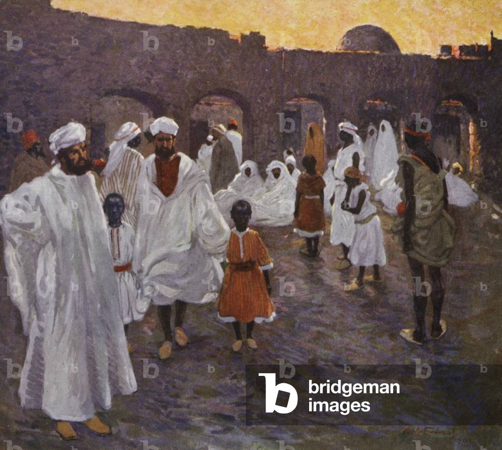 "il slave mercato 1904 colore lito", 1904 di Archibald Stevenson Forrest