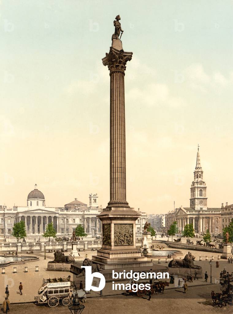 Trafalgar Square, London (hand-coloured photo)
