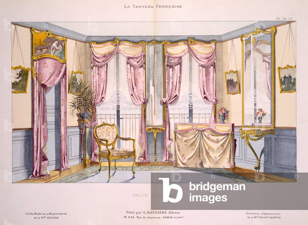 The Drawing Room of Louis XV, c.1905 (colour litho)