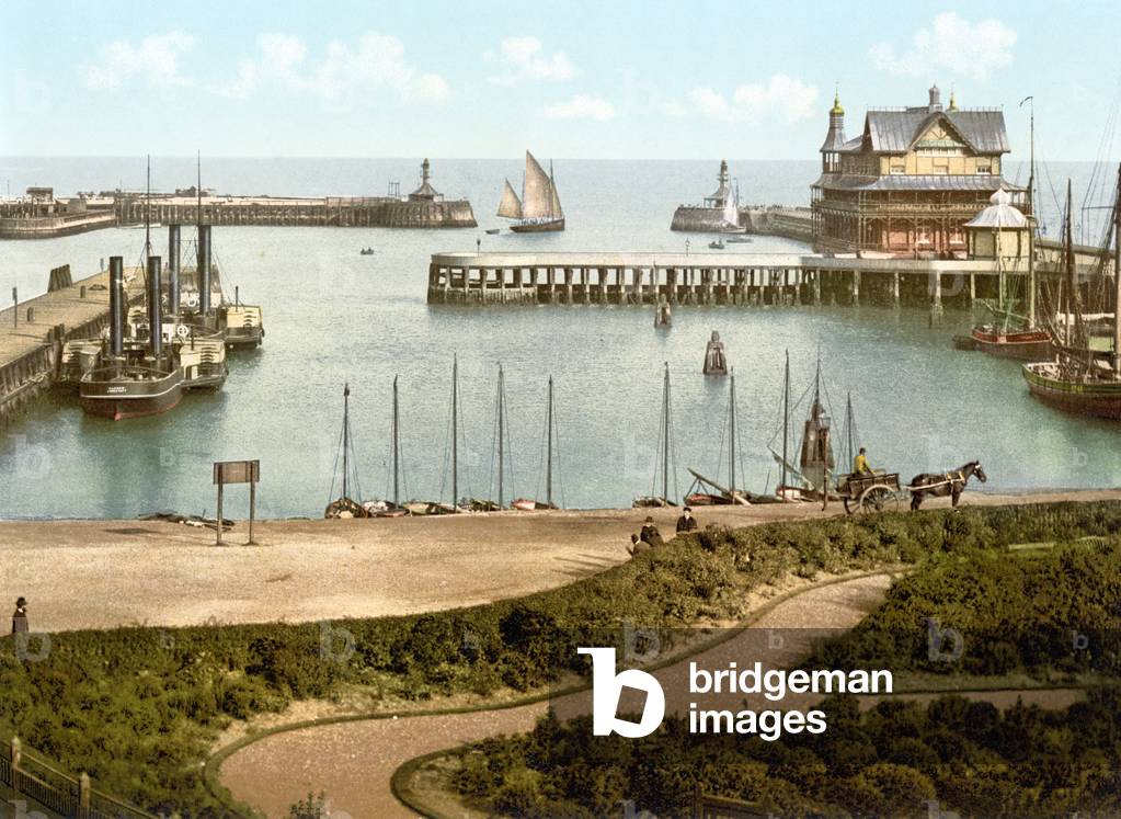 The Harbour, Lowestoft (hand-coloured photo)