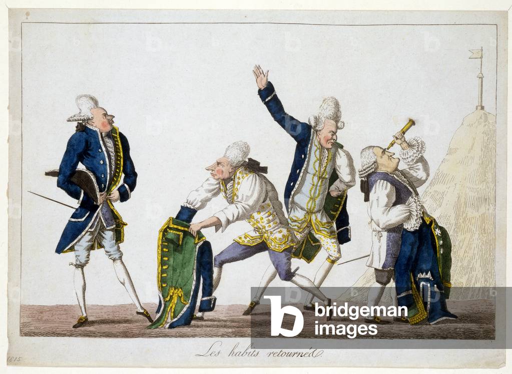 Les Habits Retournés, c.1815 (hand-coloured engraving)