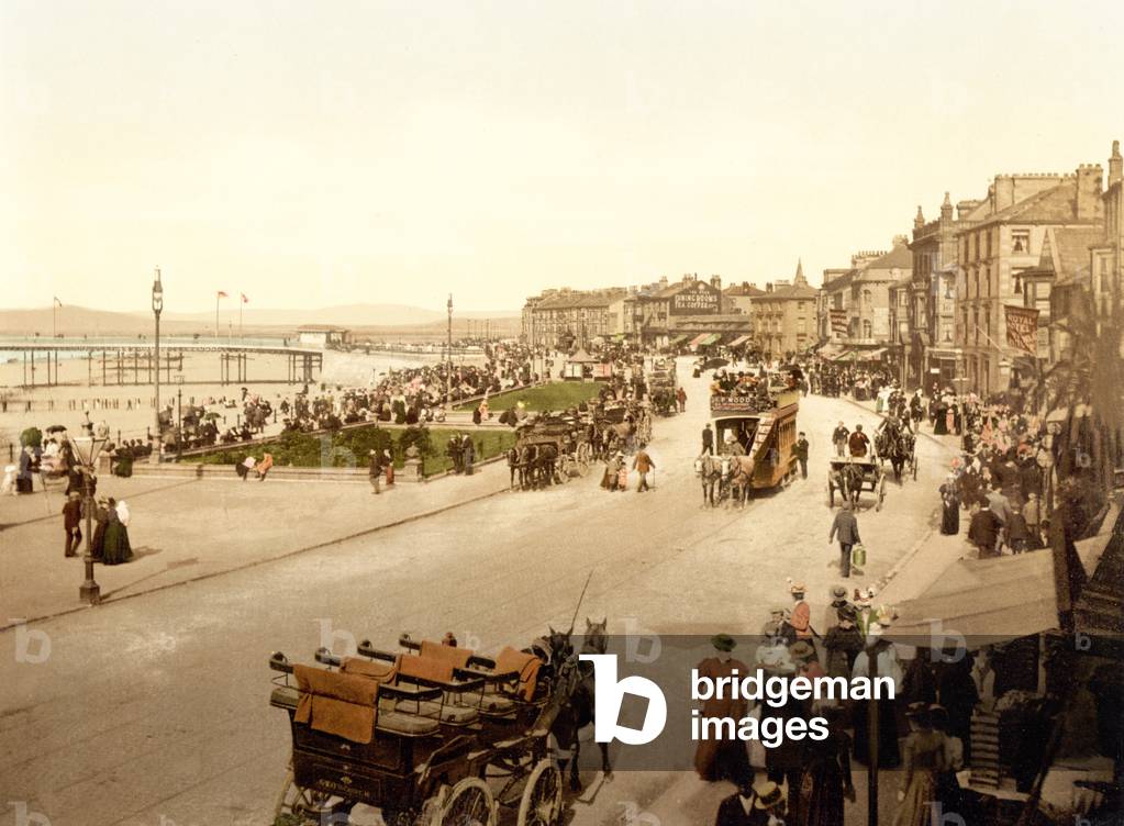 Parade looking west, Morecambe (hand-coloured photo)
