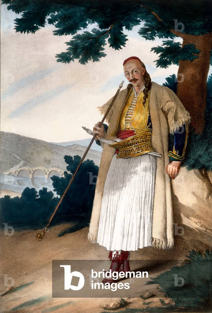 A Greek Gardener or Houseman - Plate X, engraved by Lemercier from 'Voyage à Athènes et a à Constantinople', written and illustrated by Dupre, 1828 (colour litho)
