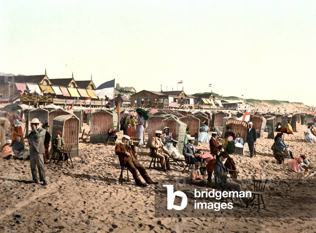 Beach Scene, Westerland, Germany, pub. c.1895 (postcard chromolithograph)