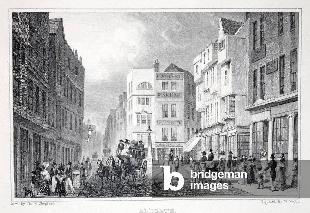 Aldgate, from 'London and it's Environs in the Nineteenth Century' pub. Jones & Co., 1827-1829 (engraving)