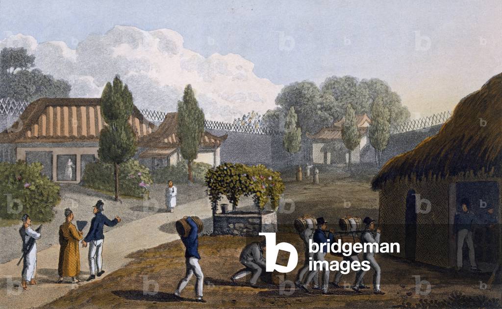 Garden of the Temple of Lewchew, 1820 (coloured aquatint)