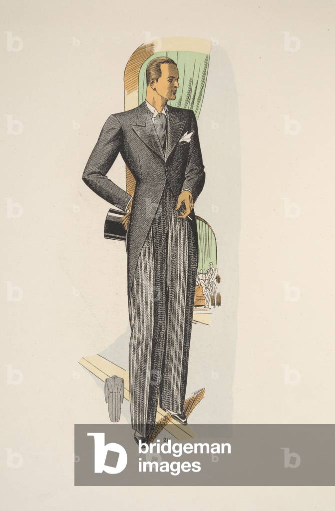 Gentleman's Morning Dress, illustration from Mode Officielle, pub. 1936 (colour litho)