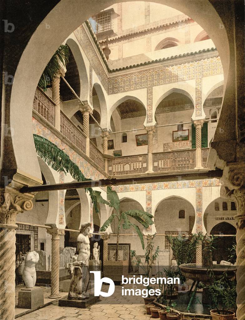 Entrance Hall, Museum of Antiquities, Algiers, pub. c.1900 (colour litho)