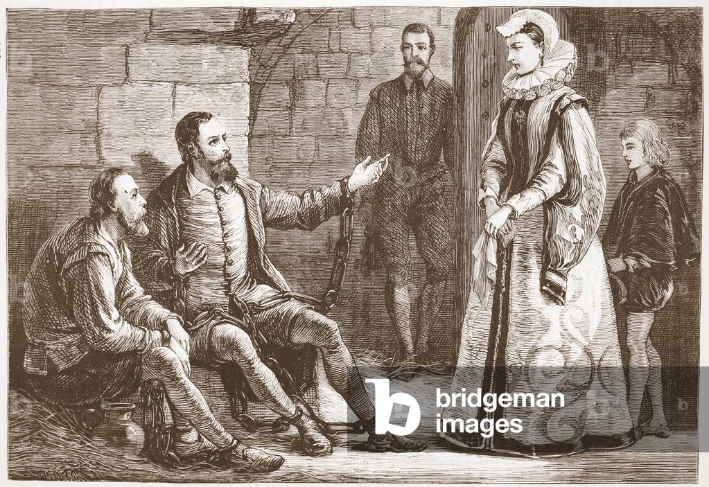 The Countess of Reux visiting De Bray and La Grange in Prison, illustration from 'The History of Protestantism' by James Aitken Wylie (1808-1890), pub. 1878 (engraving)