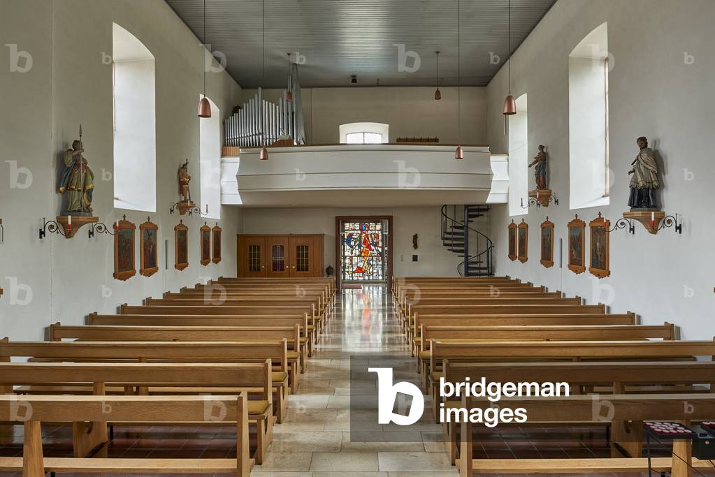 Offstein, church St. Martin, built c. 1782, view to the entrance, Rhinehesse, Rhineland-Palatinate, Germany