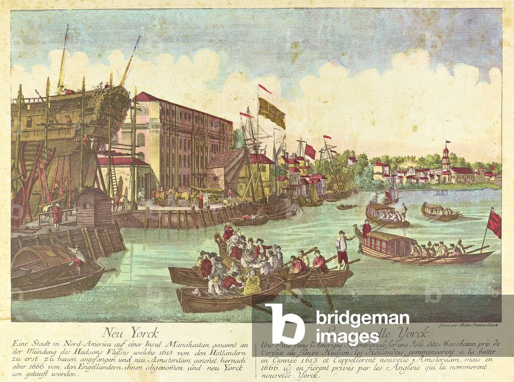 New York, picture for a Zograscope, 2nd half of the 18th century (colour etching)