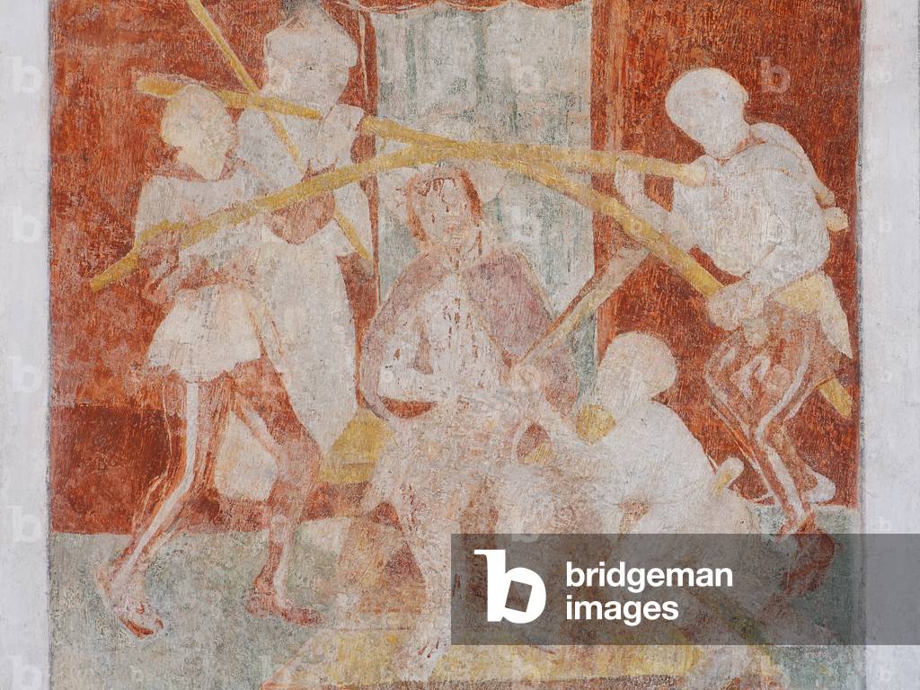 Soldiers crowning Jesus with crown of thorns and a purple robe, c.1500 (fresco)