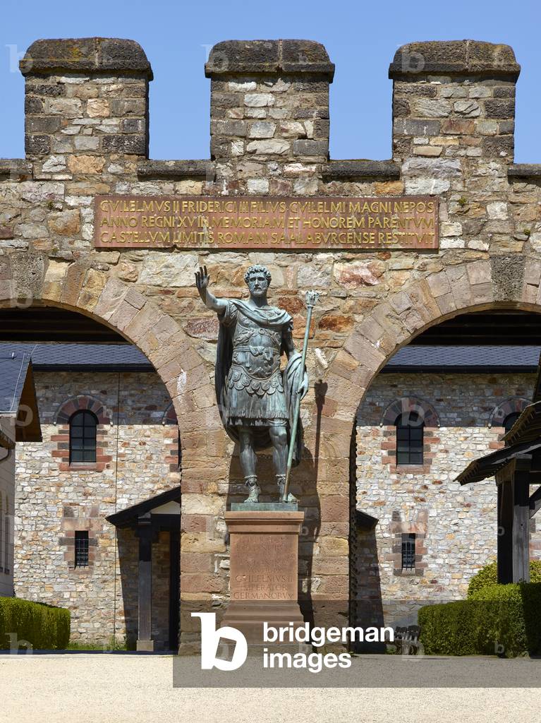 Statue of Roman Emperor Hadrian at Saalburg Castle, Taunus (colour photo)