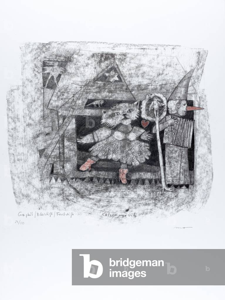 Caterwauling, c.1990s (pencil on paper) 