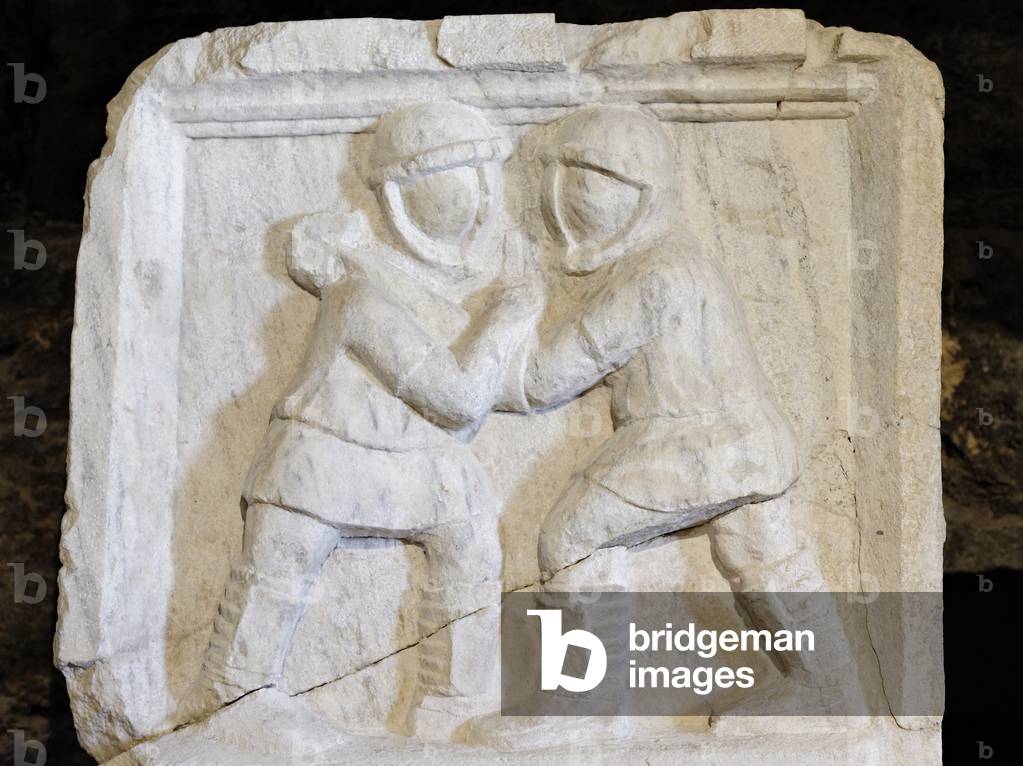 Relief depicting gladiators in combat (marble)