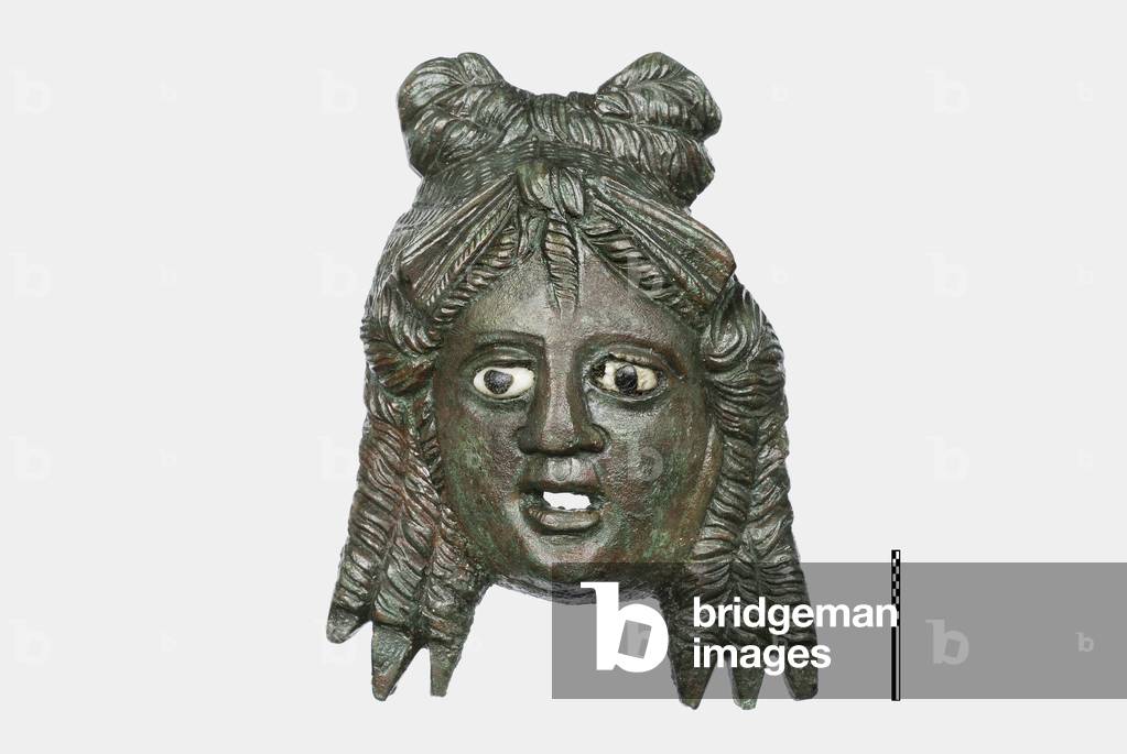 Wagon ornament in the form of a theatrical mask (bronze)