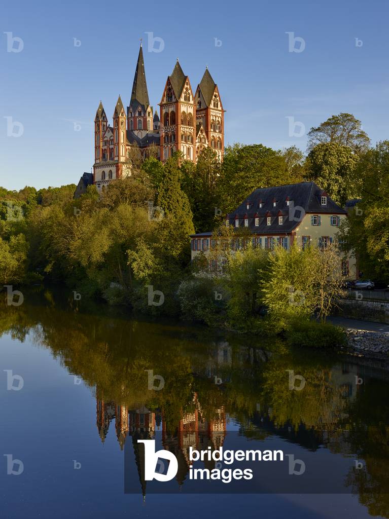 12th-13th century Saint George cathedral, Limburg, overlooking the river Lahn (colour photo)