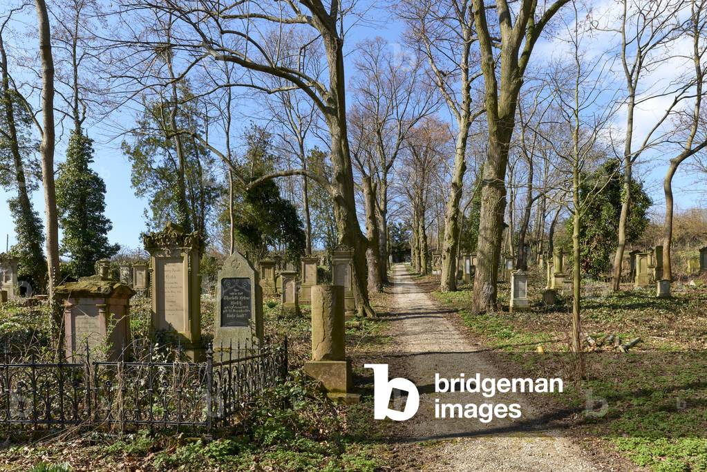 Gravestones of the 18th/19th century on the cemetery of the church Saint Boniface, Alsheim (colour photo)