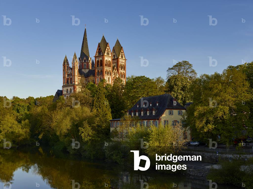 12th-13th century Saint George cathedral, Limburg, overlooking the river Lahn (colour photo)