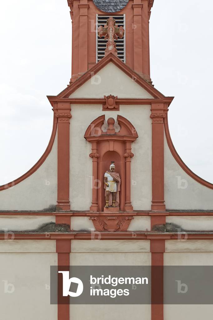 View of the statue of St Maurice, Catholic Church of Saint Maurice, Gimbsheim (colour photo)
