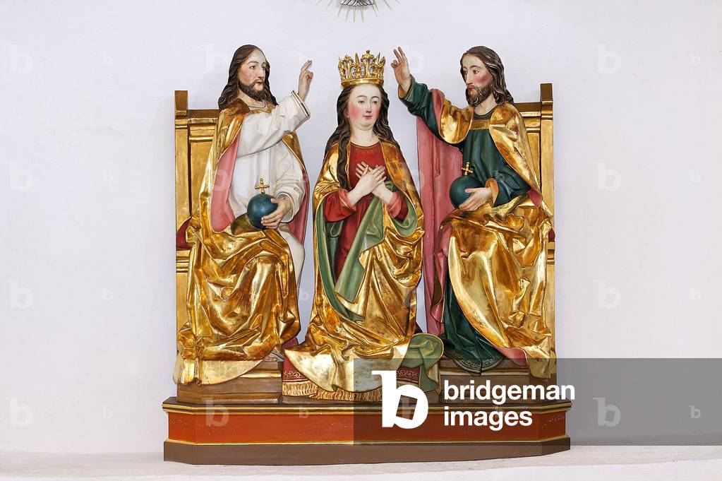 The Coronation of the Virgin, c.1500 (painted wood)