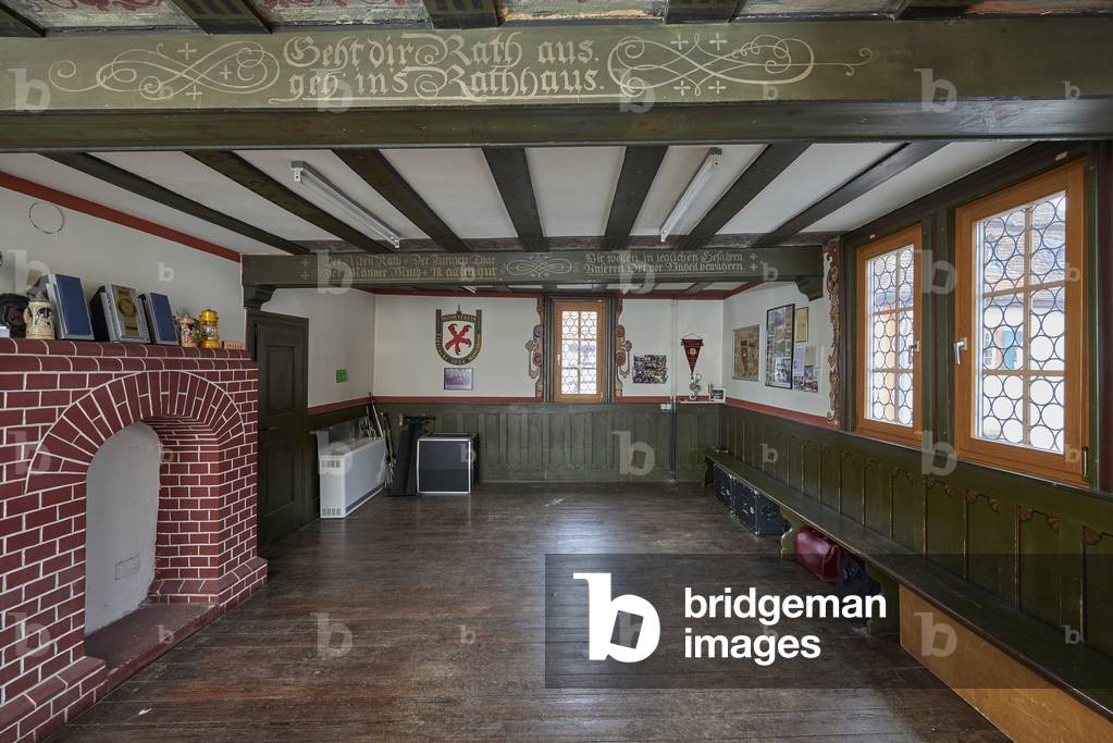 Old town hall, built end of the 16th century, hall in the 1st floor, Mettenheim (colour photo)