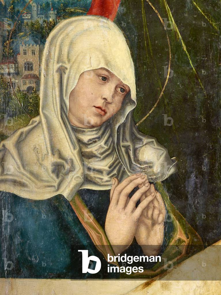 Praying Madonna, detail from Man of Sorrows, 1540 (tempera on wood) (detail of 1630396)