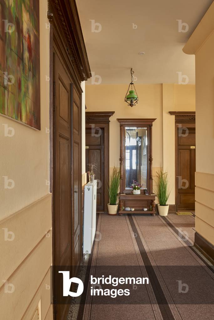 Monsheim, Villa Fliedner, corridor, doors, Rhinehesse, Rhineland-Palatinate, Germany