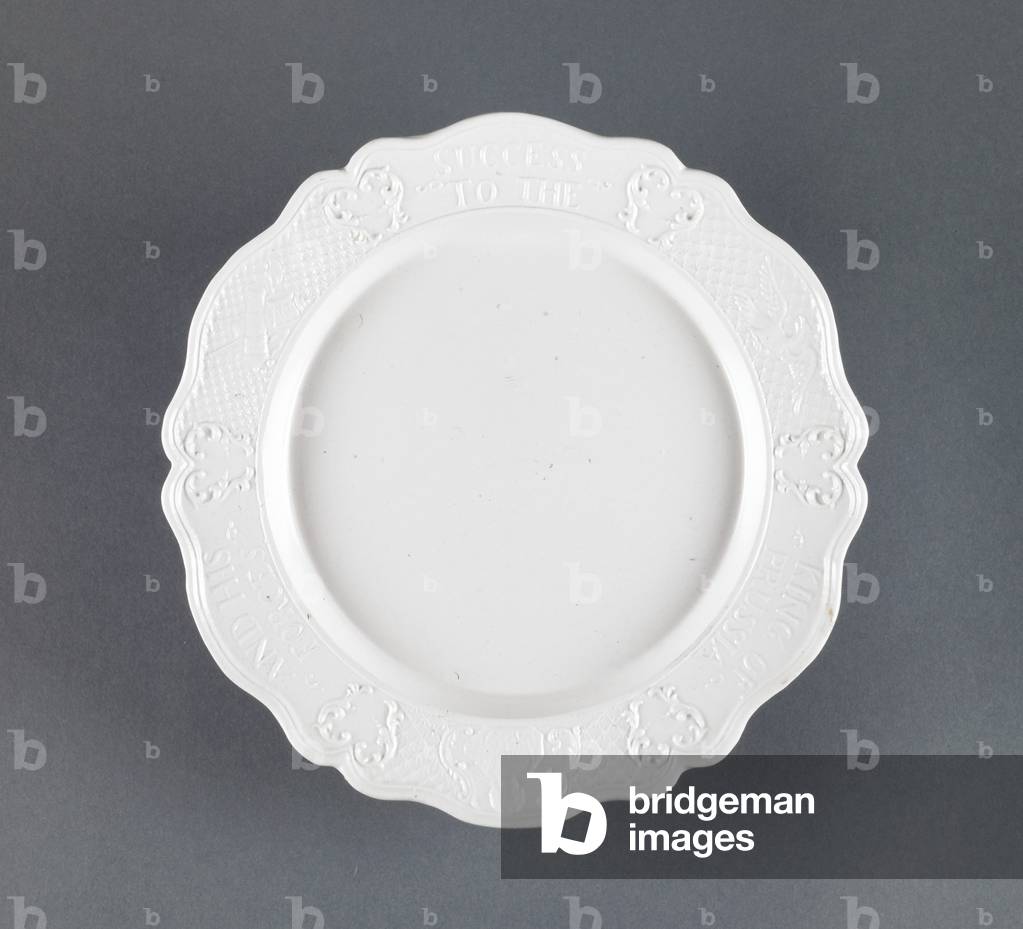 Plate, Success to the King of Prussia and His Forces, 1756-65 (salt-glazed stoneware)