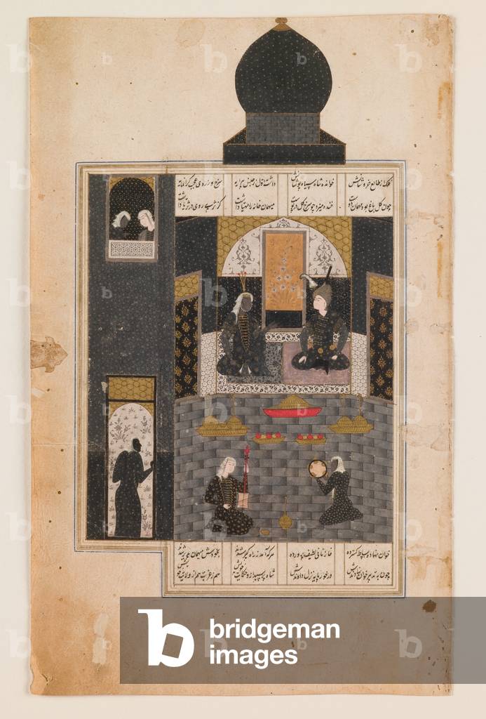 Page from a Khamseh of Nizami, mid-16th century (w/c, ink & gilding on paper)