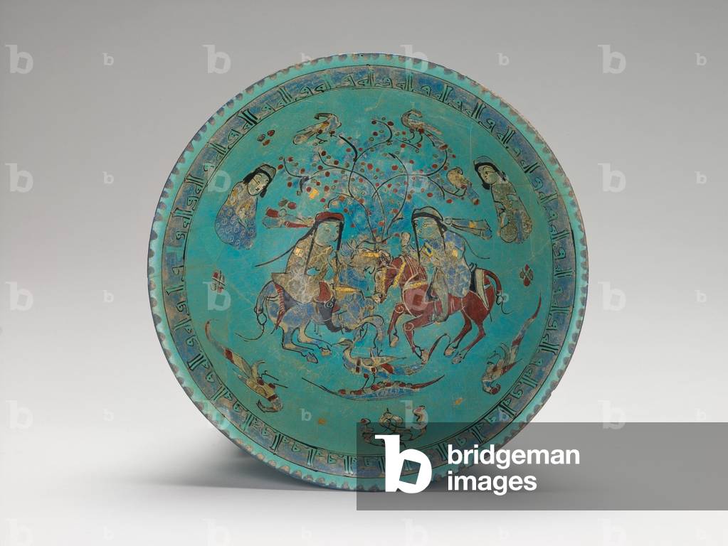 Bowl, interior view, late 12th to 13th century (glazed fritware with overglaze enamel and gilding)