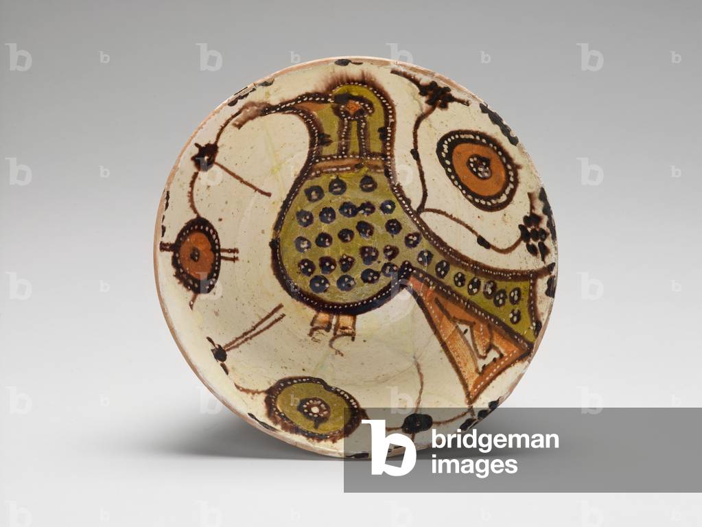 Bowl, interior view, Samanid period, 10th-11th century (glazed and slip-painted earthenware)