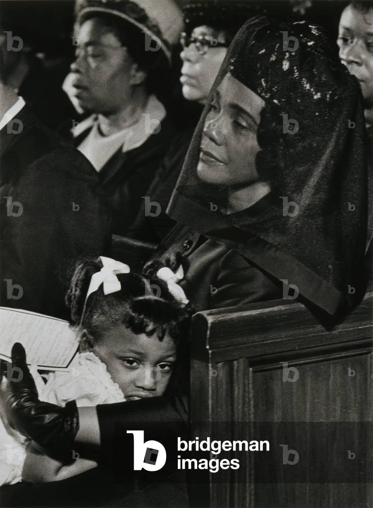 Coretta Scott King and daughter Bernice at the funeral of Dr. Martin Luther King Jr., 1968, printed c.1970 (gelatin silver print)