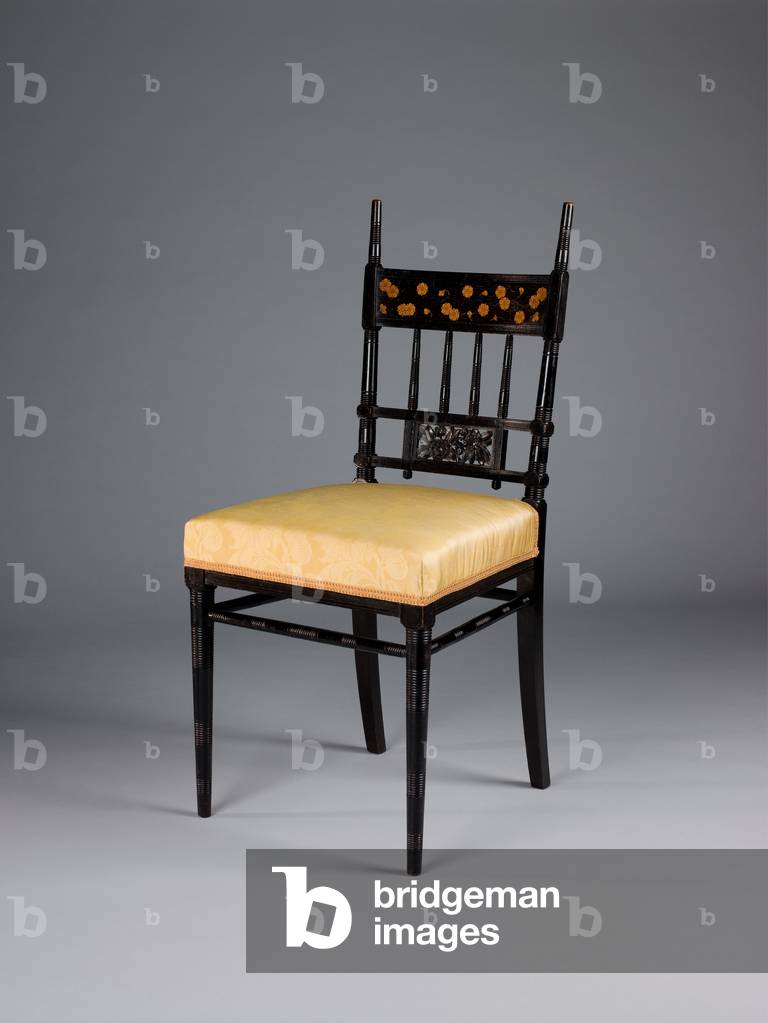 Chair, 1880 (ebonized cherry & ebony and silk damask)
