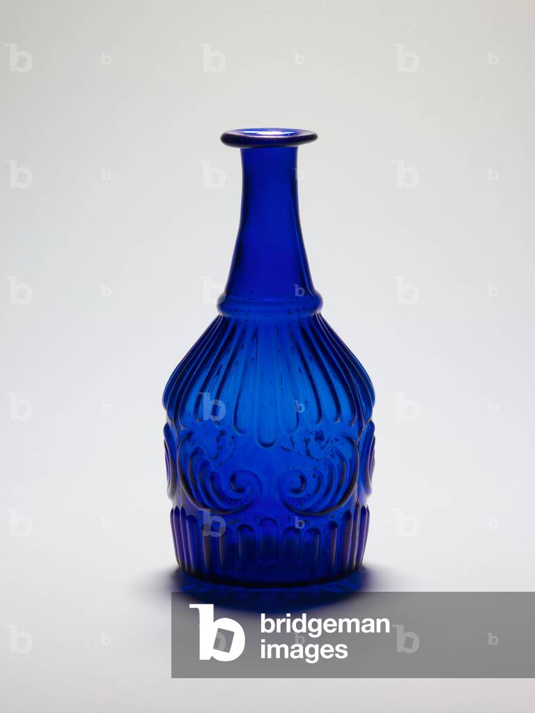 Decanter, 1825-45 (mold-blown blue glass)