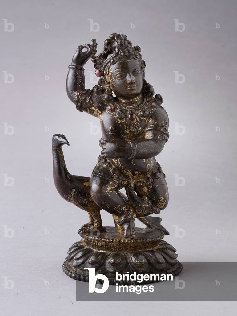 Dancing Kumâra, Malla dynasty, 15th-16th century (copper with gilding & semi-precious stones)