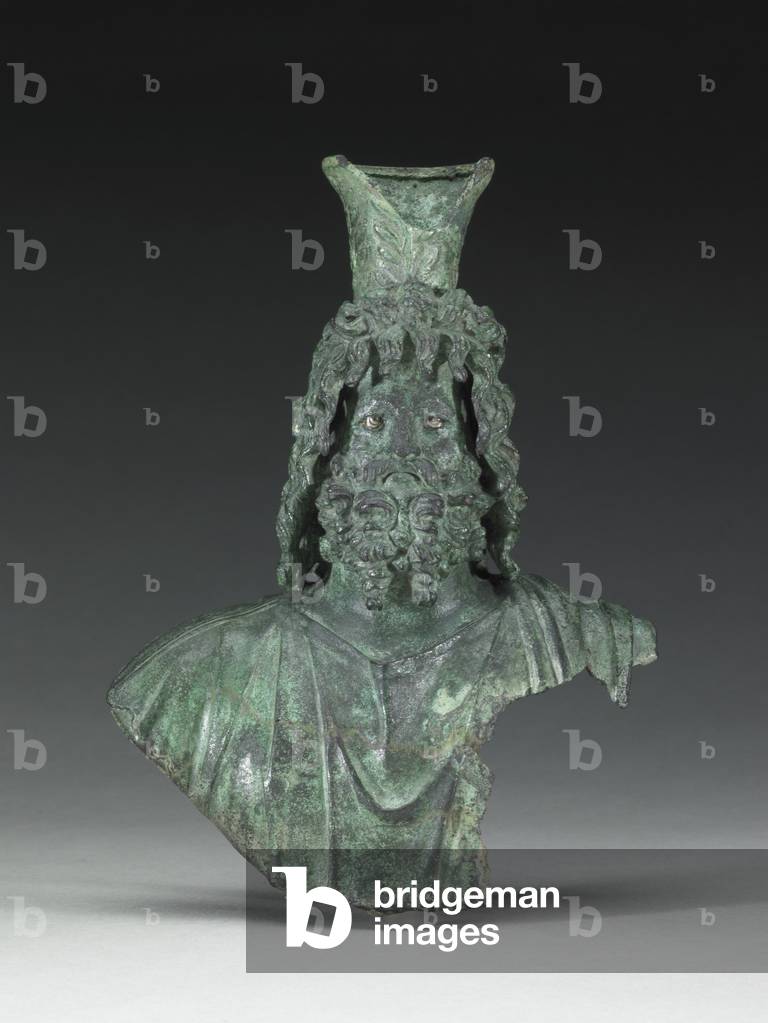 Bust of Zeus Serapis, mid-2nd-mid-3rd century (bronze with silver inlay)