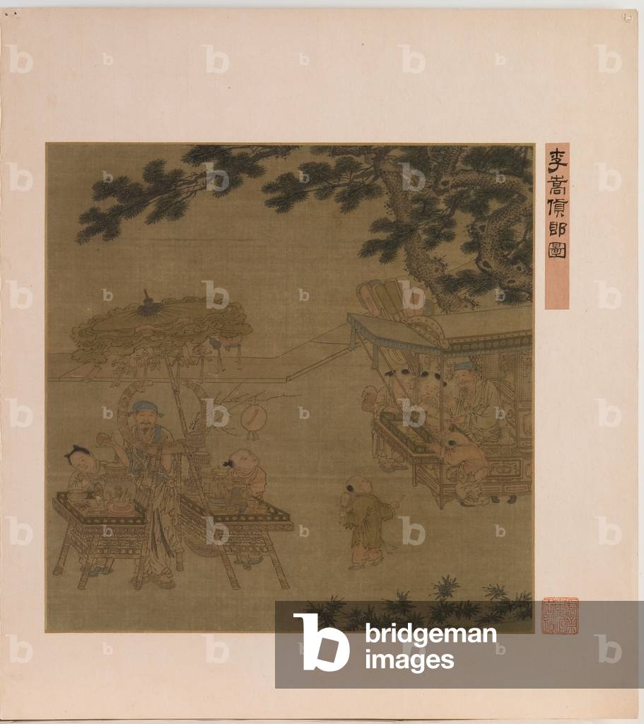 Beverage Peddler and Fan Painter, early 15th century (ink & colour on silk)