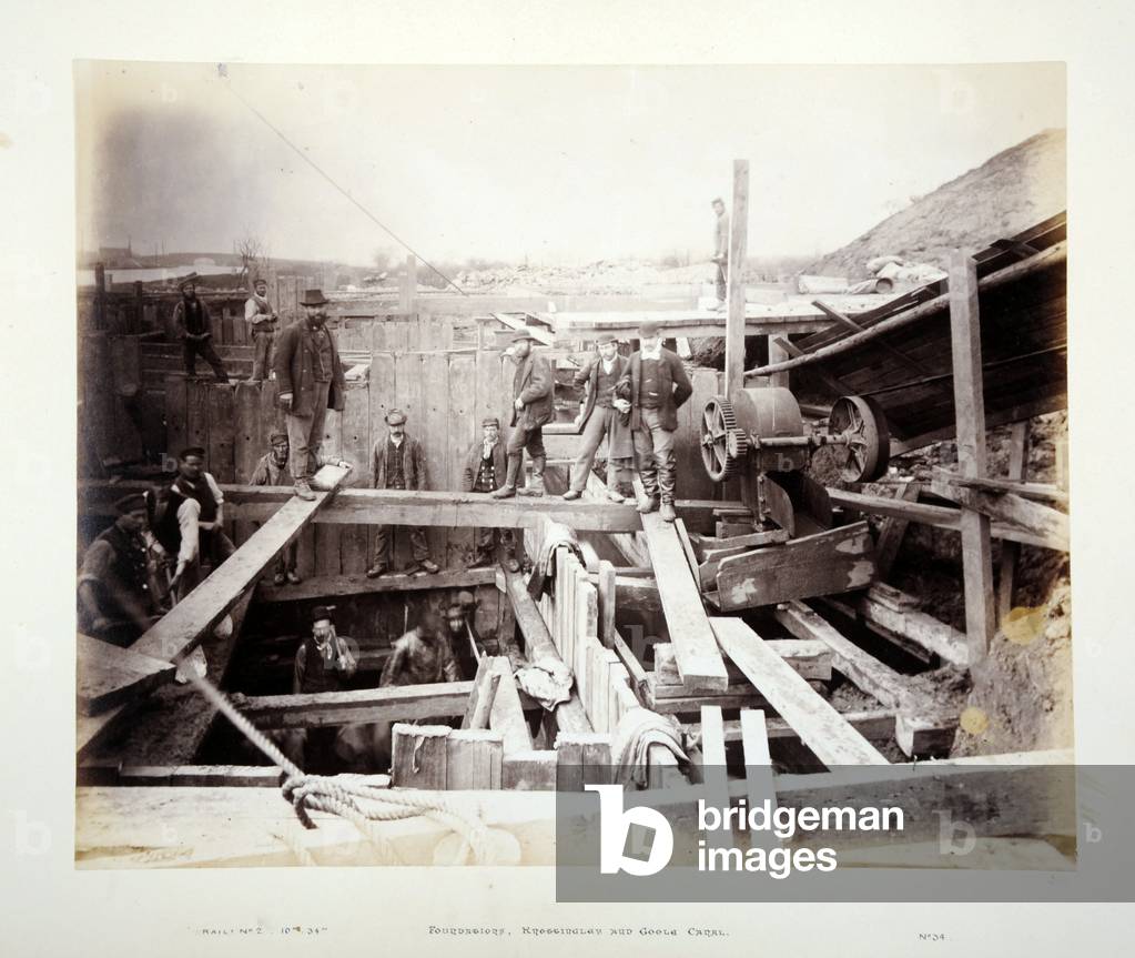 Foundations, Knottingley and Goole Canal, 1882 (sepia photo)