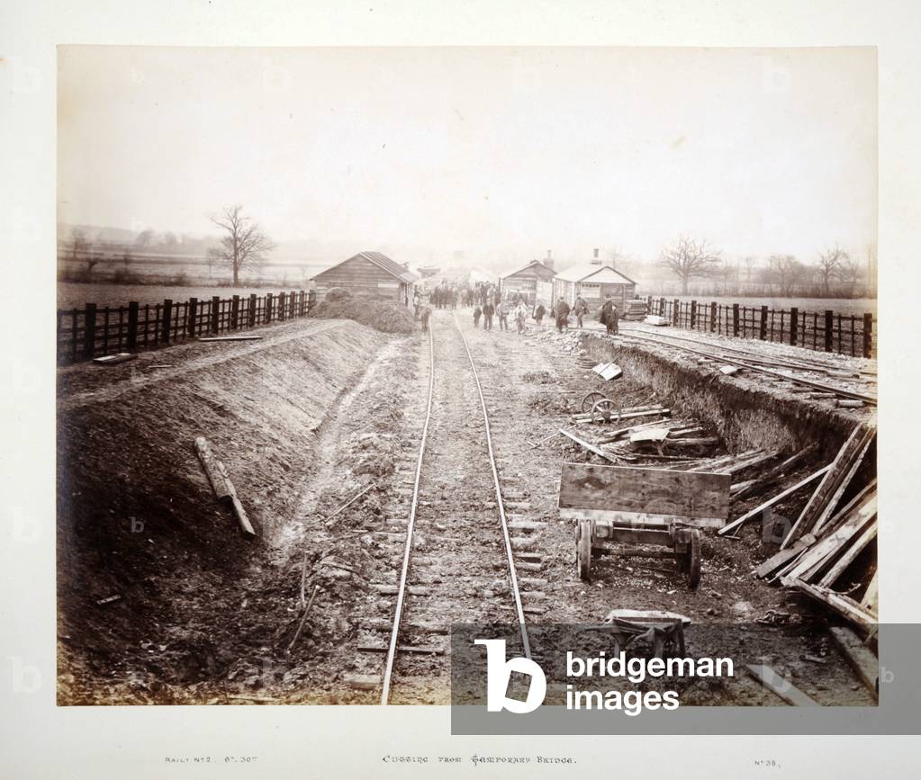 Cutting from Temporary Bridge, 1882 (sepia photo)