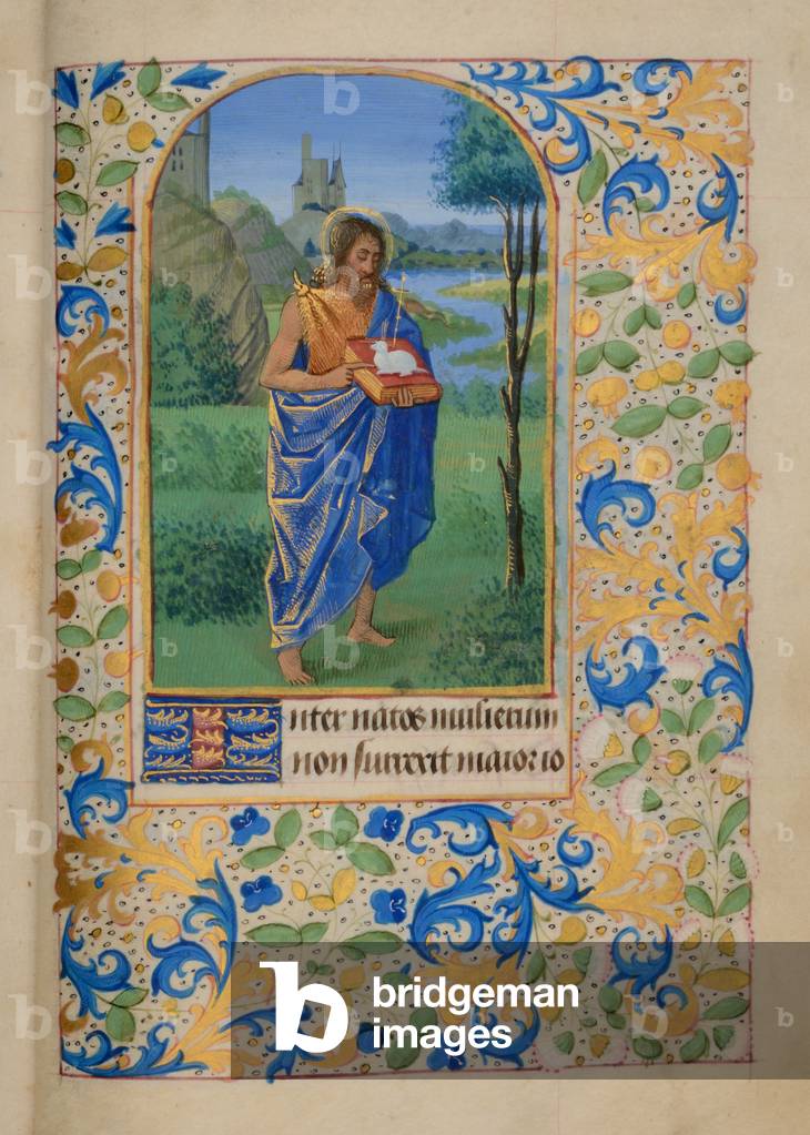 Ms 37 fol.192r John the Baptist, from the Hours of Elizabeth Plantagenet, c.1475 (gouache & bodycolour on vellum)