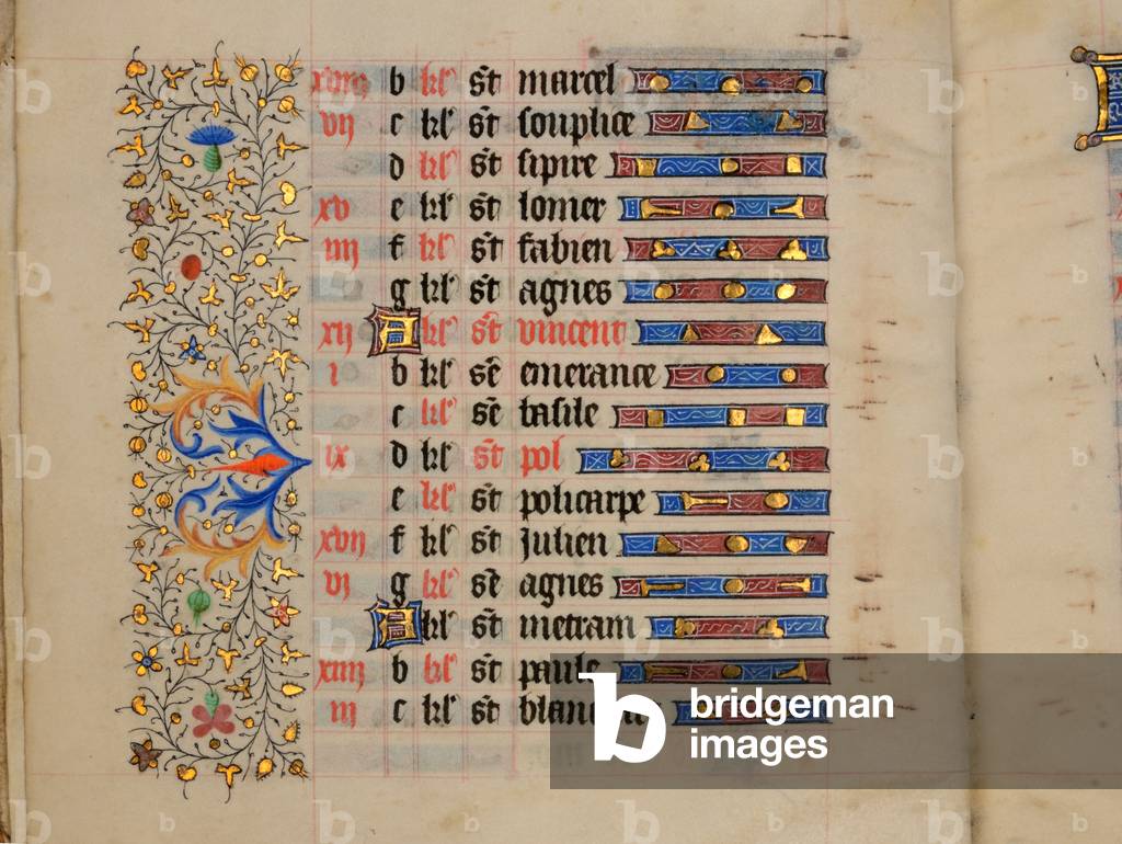 Ms 33 fol.1v Page from the 'Heures de Nostre Dame', c.1430 (gouache, bodycolour & gilding on vellum)